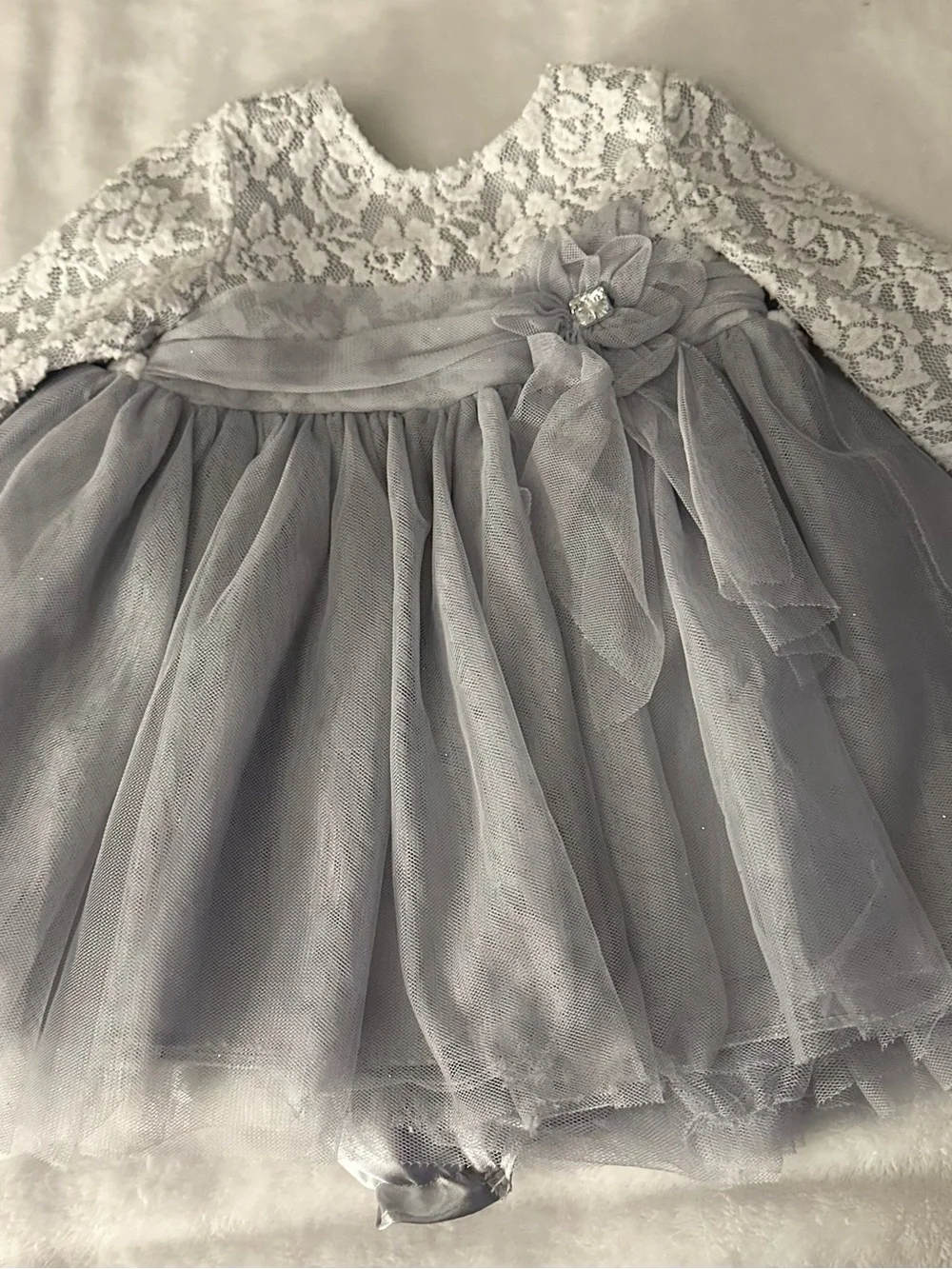 Sweet Heart Rose Silver-Grey Lace & Tulle Party Dress